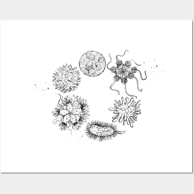 Human viruses and microbes Wall Art by erzebeth